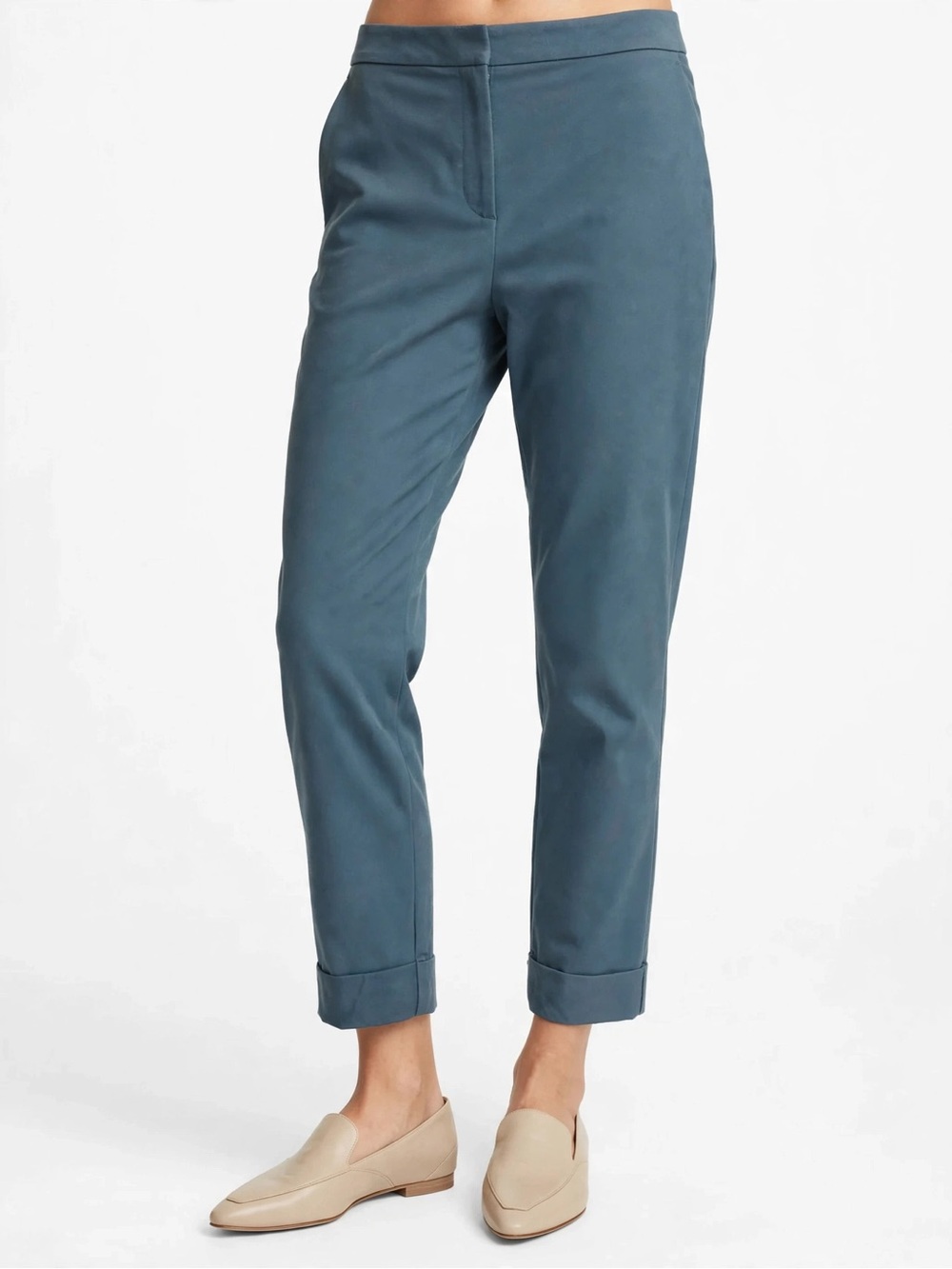 Ann Taylor Factory Women’s Size 6 Teal Straight Leg Cuffed Dress Pants